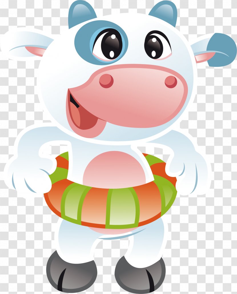 Cattle Cartoon Illustration - Royaltyfree - White Cow Vector Transparent PNG