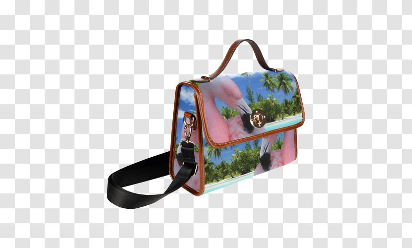 Canvas Pocket Handbag Art - Bicast Leather - Flamingo Printing Transparent PNG