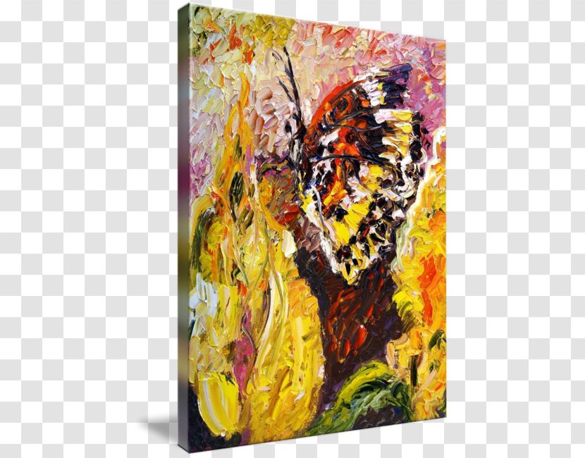 Modern Art Acrylic Paint Painting - Tablo - Butterflies Flowers Watercolor Transparent PNG