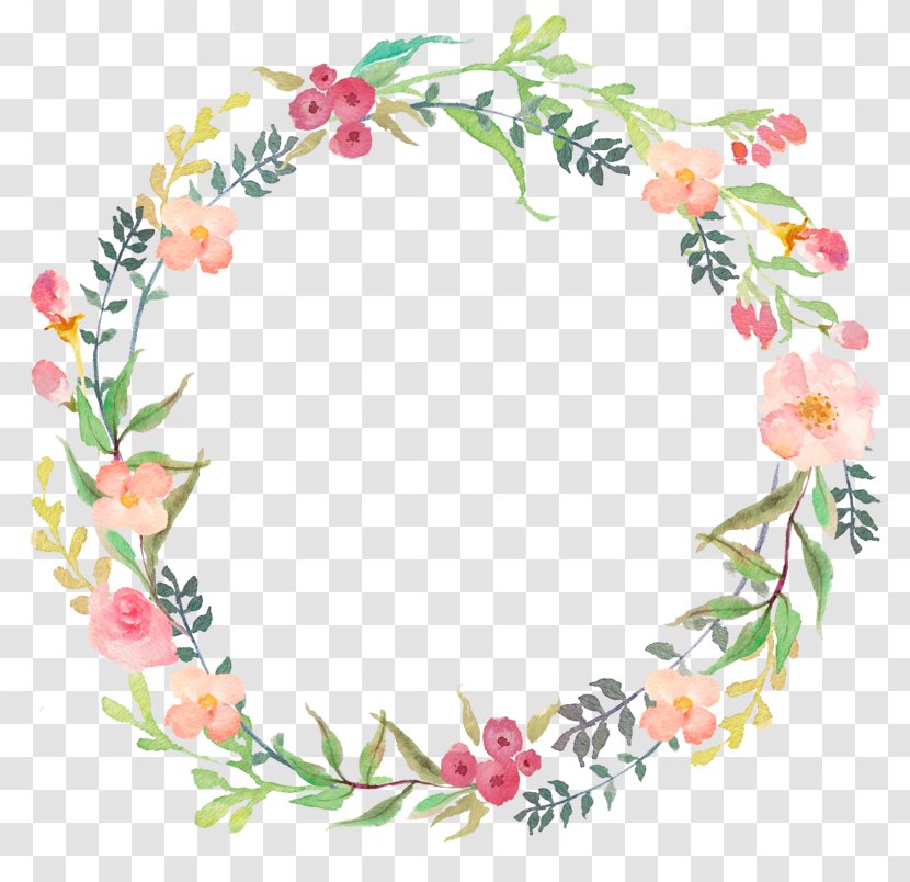 Watercolour Flowers Wreath Clip Art - Floral Transparent PNG