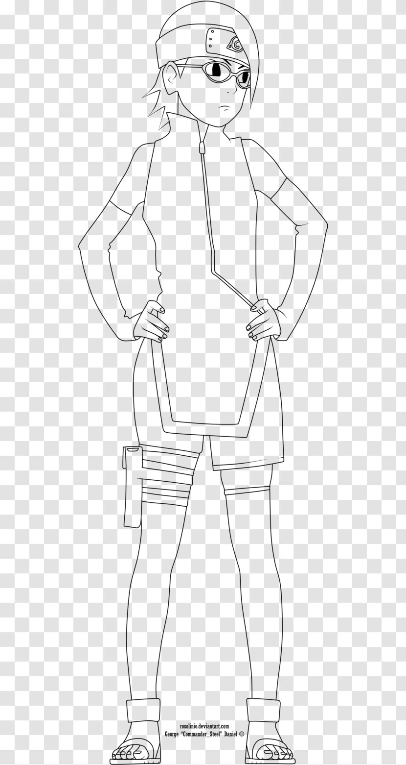 Line Art Sarada Uchiha Finger Drawing - Tree Transparent PNG