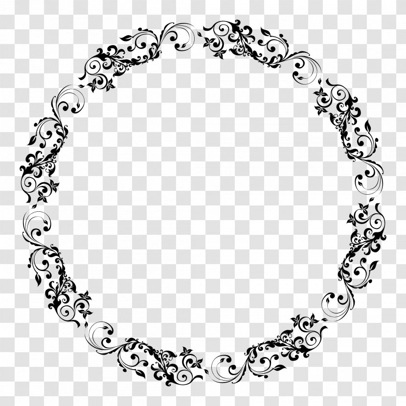 Circle Clip Art - Monochrome - Floral Border Transparent PNG