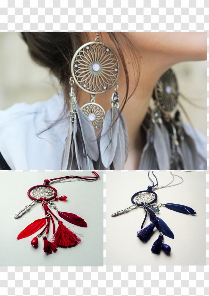 Earring Feather Fashion Necklace Jewellery - Ear - Dreamcather Transparent PNG