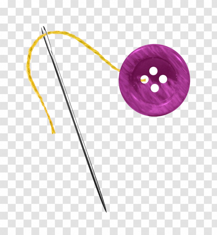 Sewing Needle Button Clip Art - Pink - Purple Buckle And High-definition Material Transparent PNG