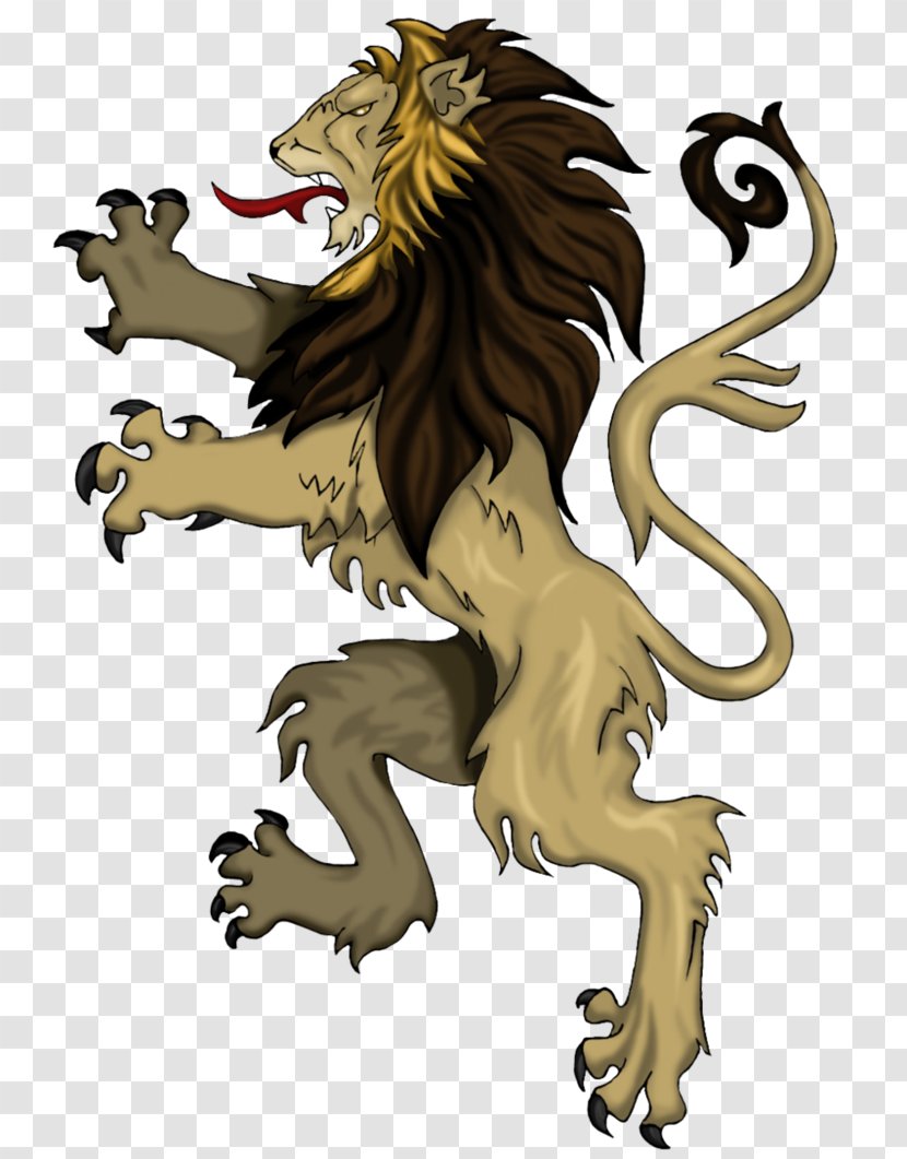 Lion Supporter Heraldry Crest Art - Rampant Transparent PNG