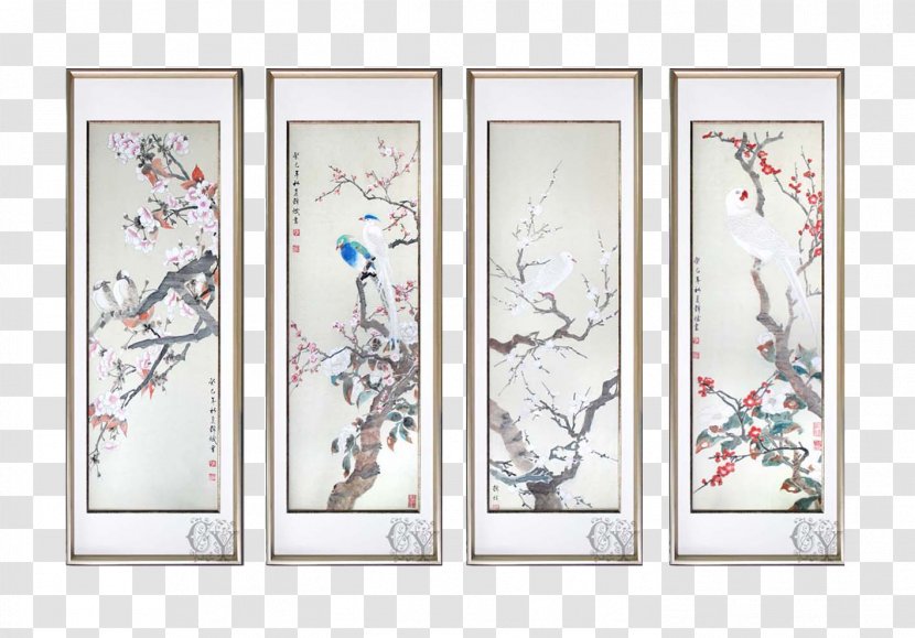 Lidong Chinoiserie Picture Frame - Solar Term - Chinese Aluminum Seasons Birds Branch Decorative Painting Station Transparent PNG