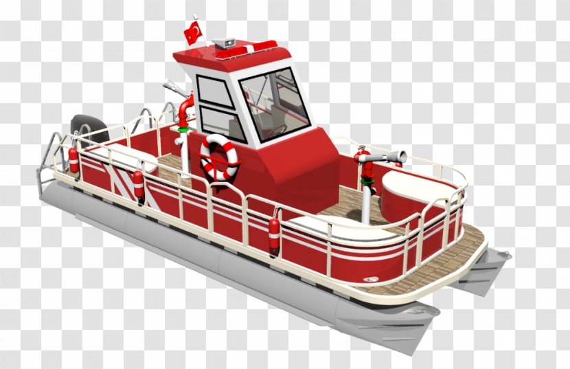 Fireboat Pontoon Float Firefighter - Firebreak - Boat Transparent PNG