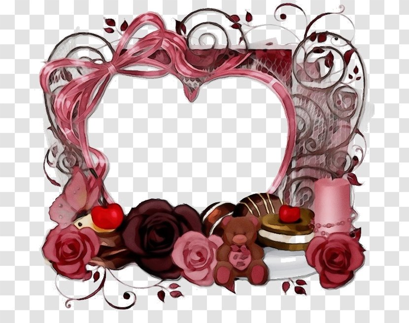 Watercolor Background Frame - Pink - Flower Ornament Transparent PNG