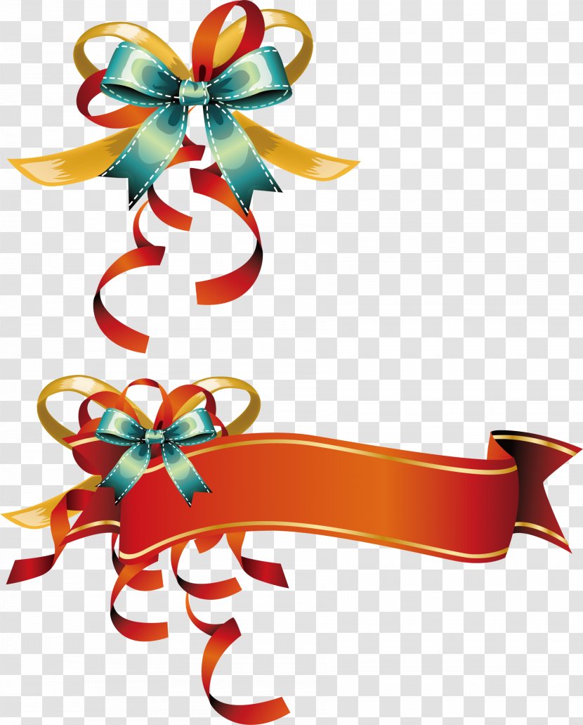 Ribbon Paper Banner Clip Art - Christmas Ornament - Colorful Cute Gift Box Transparent PNG