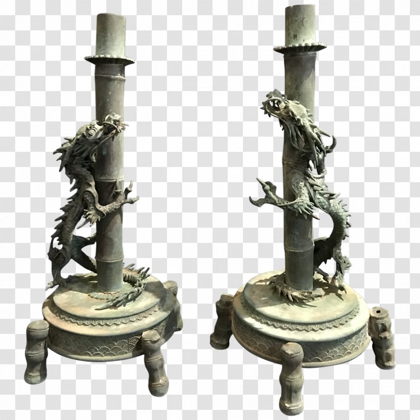 Bronze Sculpture Candlestick Patina Antique - Chinese Dragon - Tin Transparent PNG