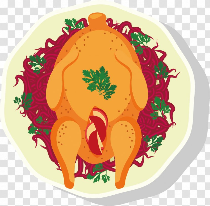 Roast Chicken Barbecue Drawing - Food - Vector Transparent PNG