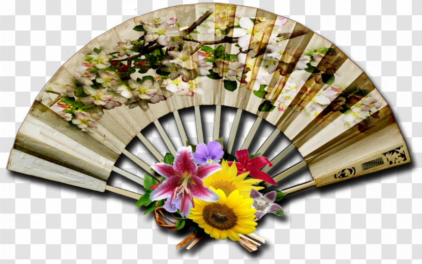 Hand Fan Clip Art - Floral Design Transparent PNG