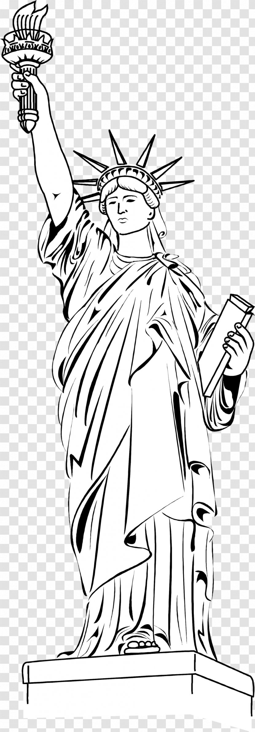 Statue Of Liberty Art Black And White Clip Transparent PNG