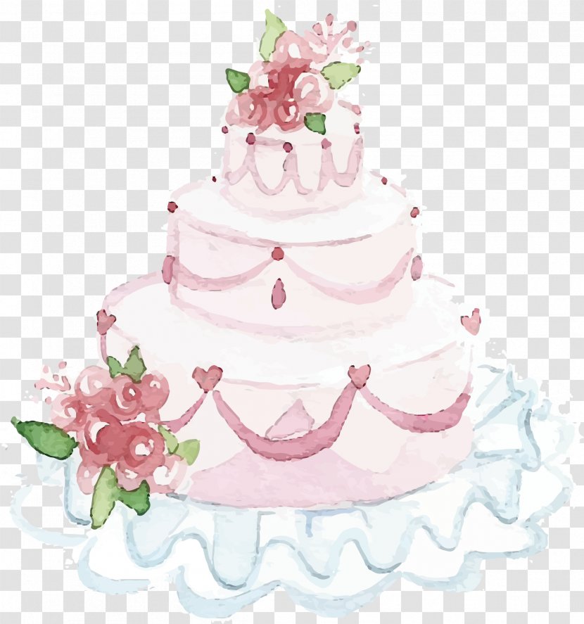 Wedding Cake Watercolor Painting - Buttercream - Beautiful Transparent PNG