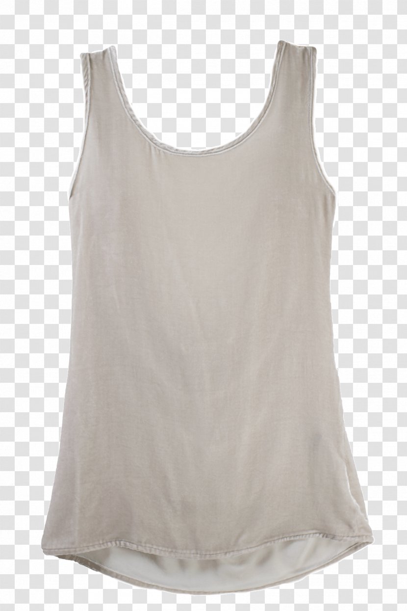 Sleeveless Shirt Blouse Neck - Beige Transparent PNG