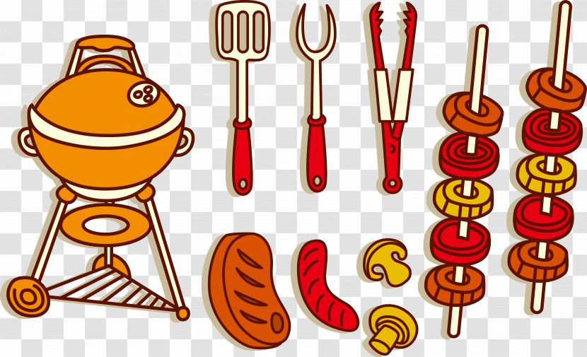 Churrasco Barbecue Brochette Beefsteak - Cartoon Vector Transparent PNG