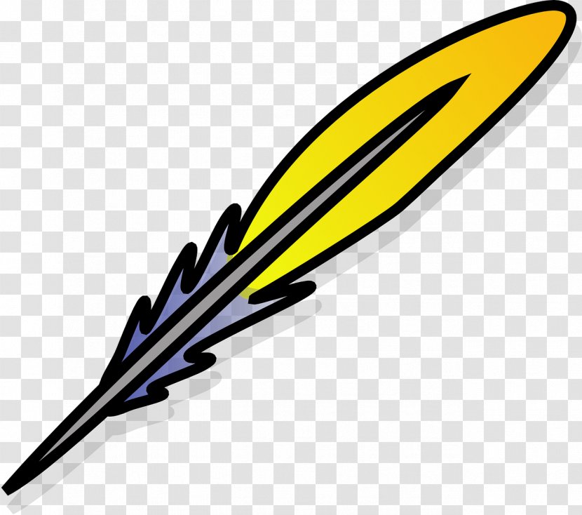 Paper Quill Pen Inkwell Clip Art - Wing - Yellow Feathers Transparent PNG
