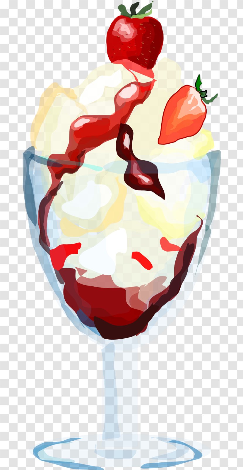 Sundae Ice Cream Cones Milkshake Chocolate Brownie - Strawberry Transparent PNG
