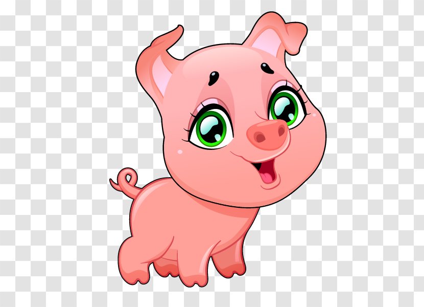 Domestic Pig - Cartoon - Hand Painted Cute Little Transparent PNG