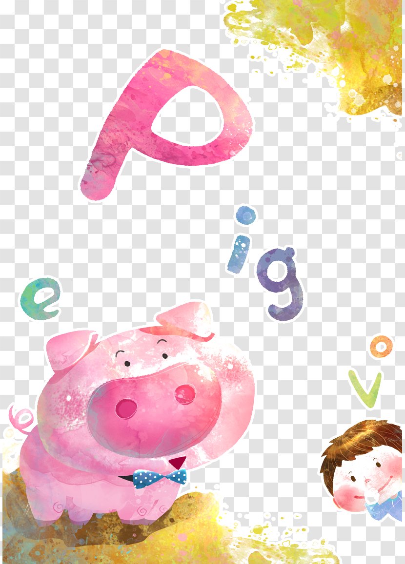 Domestic Pig Cartoon Illustration - Pink - Lovely Transparent PNG