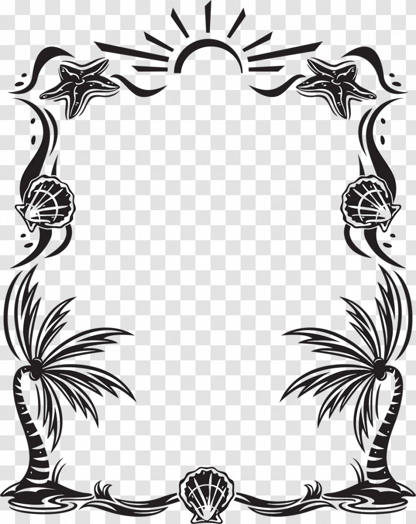 Visual Arts Black And White - Flower - Palm Border Transparent PNG