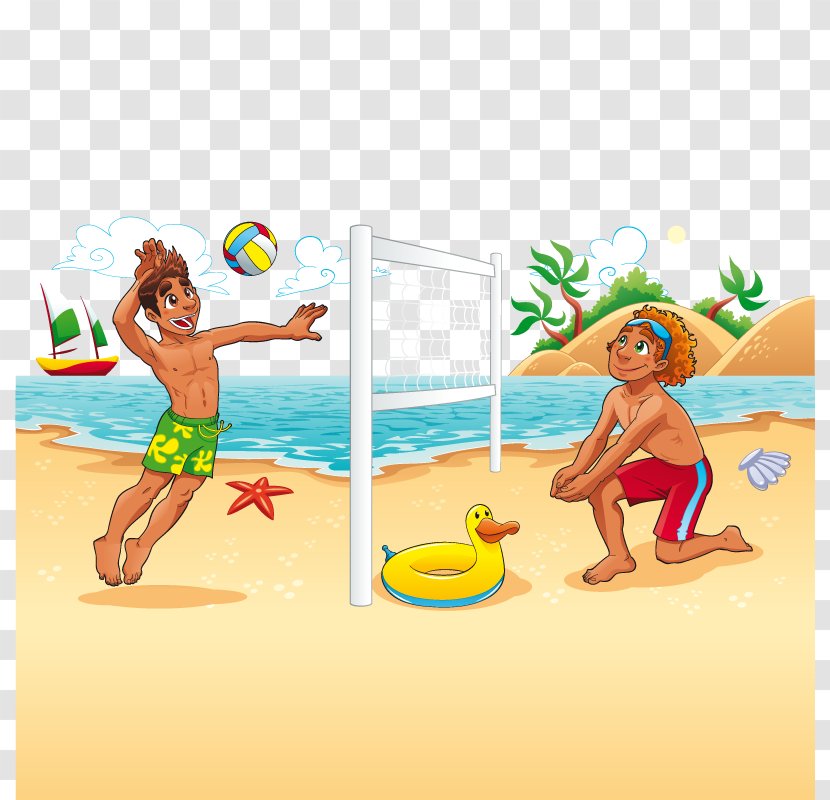 Beach Volleyball Cartoon - Vector Transparent PNG