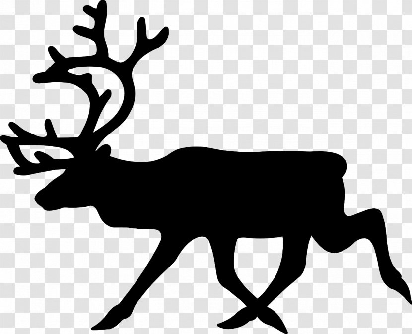 Reindeer Traffic Sign Warning Road - Black And White - Animal Silhouettes Transparent PNG