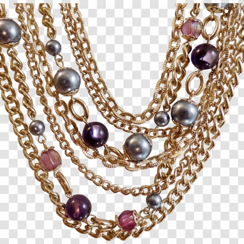 Necklace Jewellery Chain Pearl Gemstone - Bead - Gold Transparent PNG