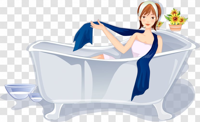 Bathing Bathtub Cartoon Illustration - Vector Hand-painted Bath Transparent PNG