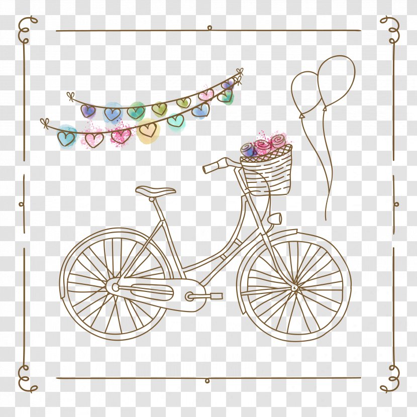 Bicycle Watercolor Painting Cartoon - Art - Ching Ming Logo Material Transparent PNG