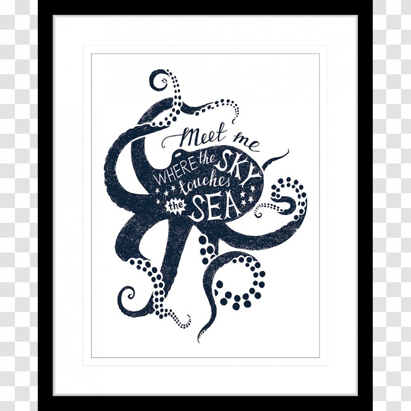 Octopus Drawing - Vertebrate - Black Watercolor Transparent PNG