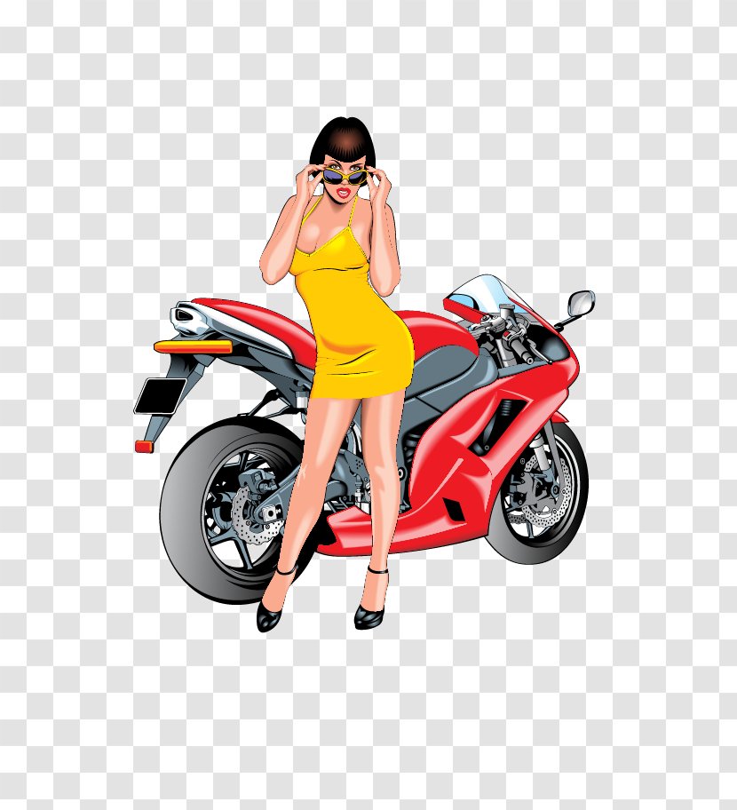 Motorcycle Cartoon Scooter - Creative Red Transparent PNG
