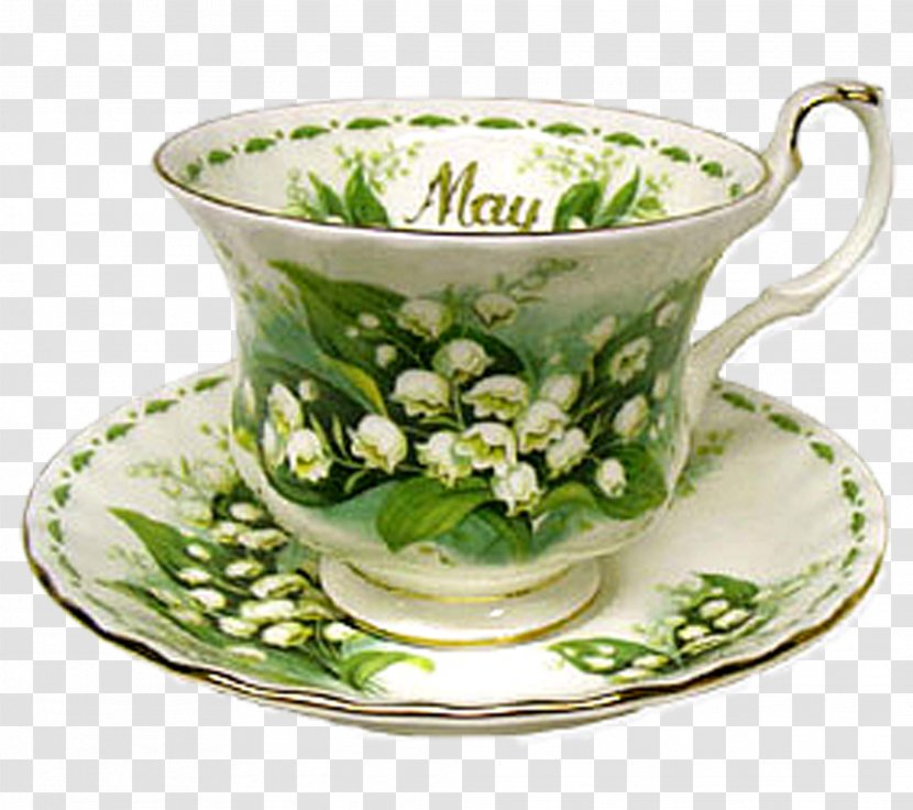 Lily Of The Valley Saucer Teacup Flower Bone China - Drinkware Transparent PNG