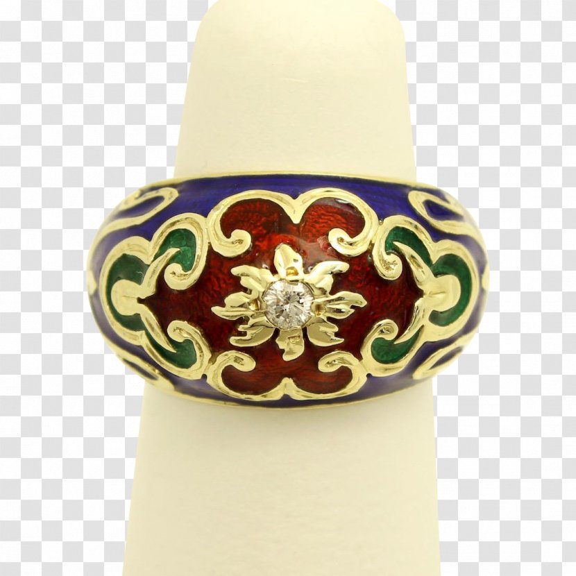 Ring Vitreous Enamel Jewellery Floral Design Designer - Vintage Clothing Transparent PNG