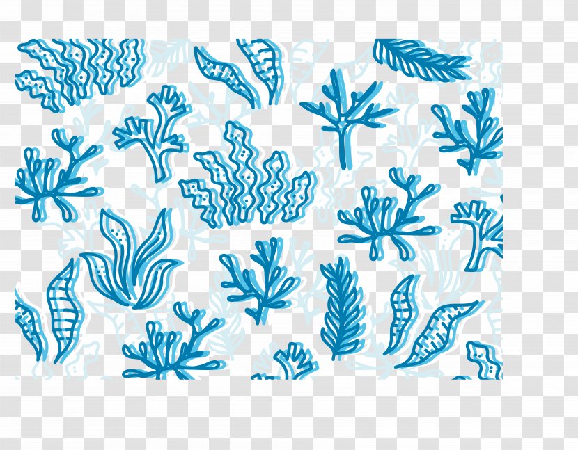 Blue - Sea - Seamless Background Of Bottom Seaweed Transparent PNG