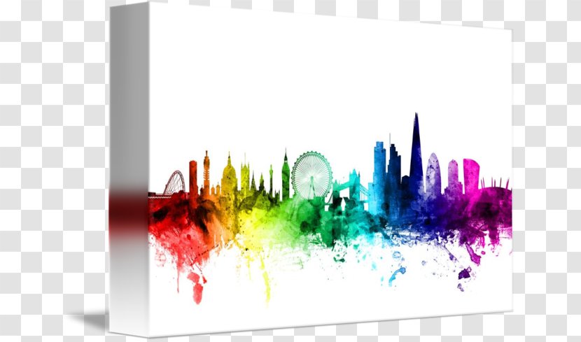 Watercolor Painting Canvas Print Skyline - Digital Art - London Transparent PNG