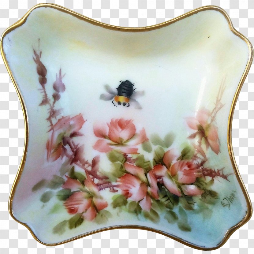Tableware Porcelain Plate Vase Flower - Dishware - Hand-painted Floral Material Transparent PNG