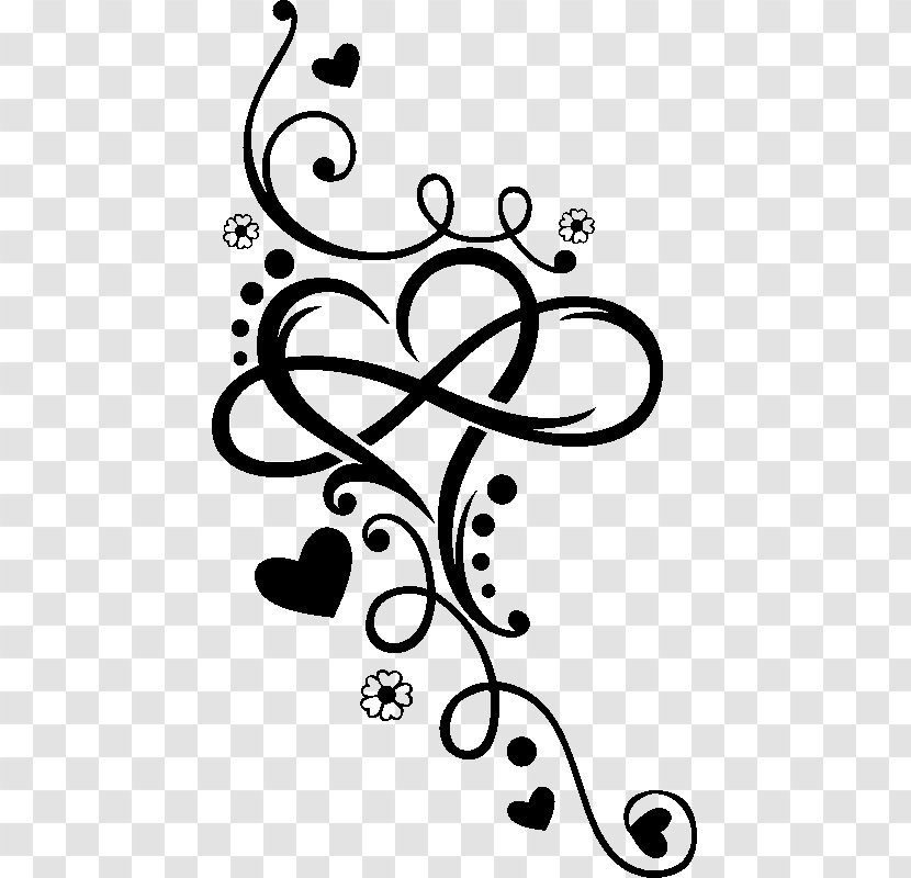 Infinity Heart Tattoo Henna T-shirt - Black And White - Arabesque Motif Transparent PNG