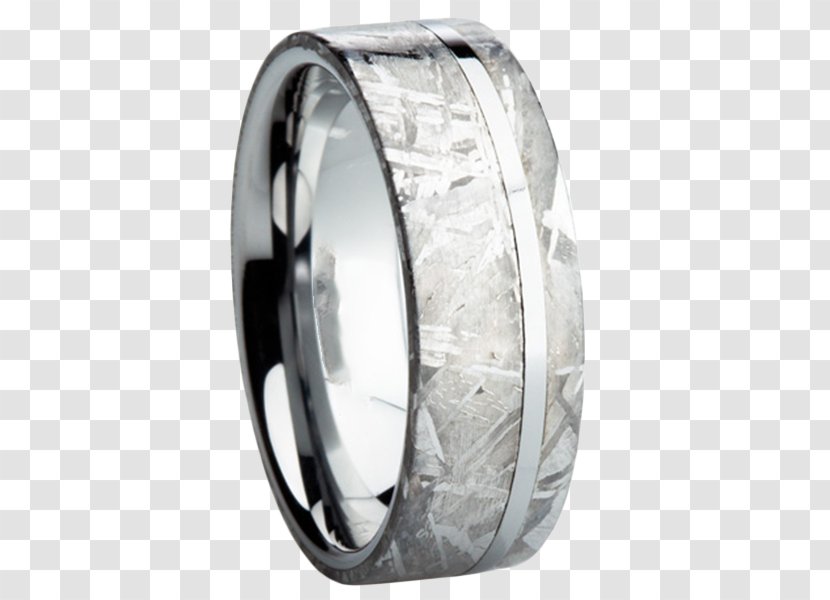 Wedding Ring Inlay Tungsten Carbide - Diamond - Meteorite Jewelry Transparent PNG