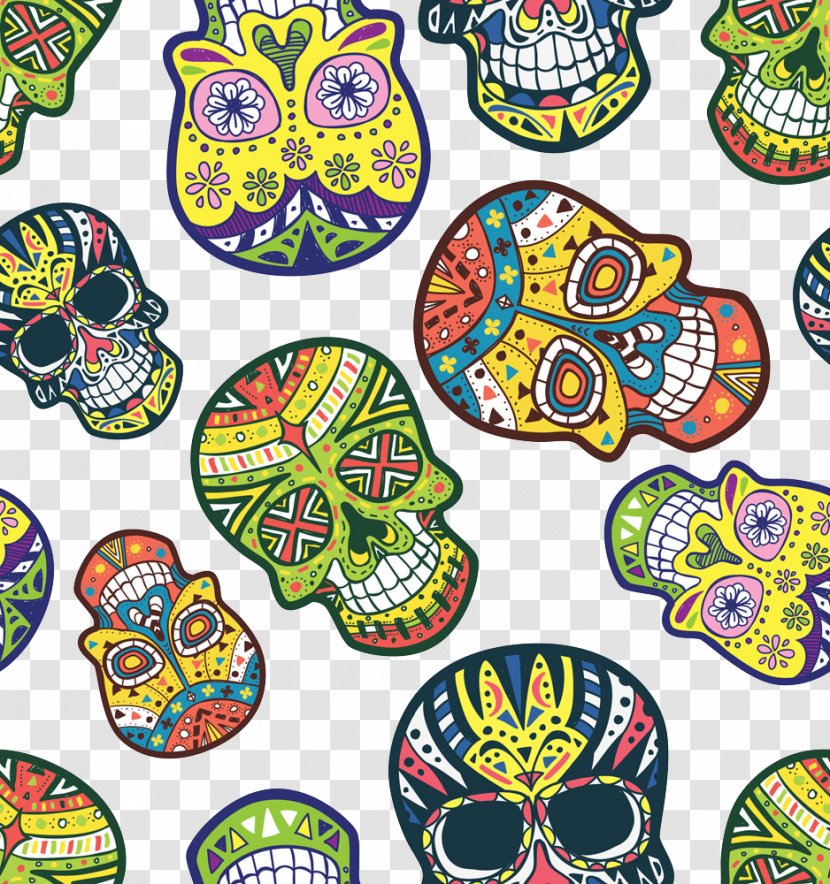 Calavera Skull U9ab7u9ac5 Pattern - Motif - Vector Background Transparent PNG