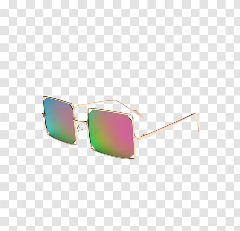 Mirrored Sunglasses Metal Rectangle - Magenta Transparent PNG
