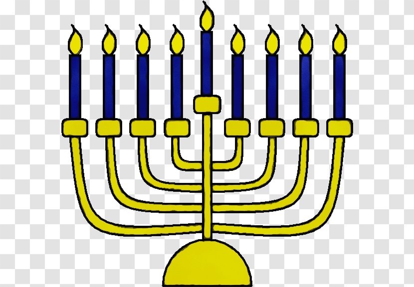 Hanukkah - Watercolor - Yellow Candle Holder Transparent PNG