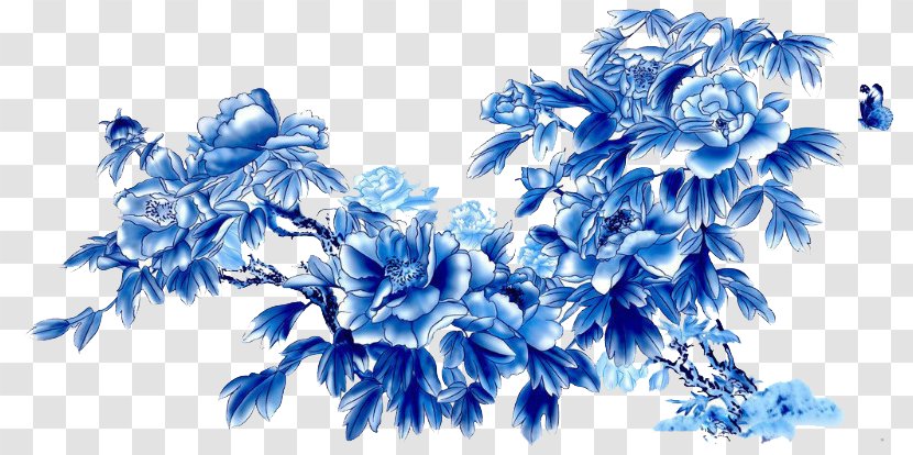 Jingdezhen Blue And White Pottery Clip Art - Chinese Style Chrysanthemum Transparent PNG