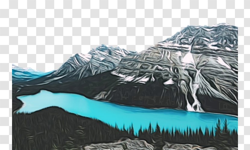 Sketch Tree Mountain Range Drawing Landscape - Terrain Glacial Lake Transparent PNG