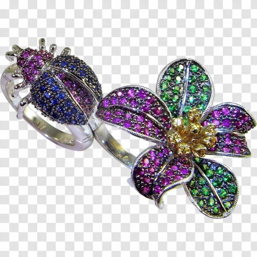 Jewellery Ring Brooch Gemstone Amethyst - Flower Transparent PNG