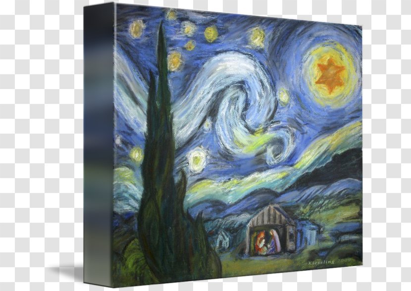The Starry Night Painting Modern Art Acrylic Paint Image - Organism Transparent PNG