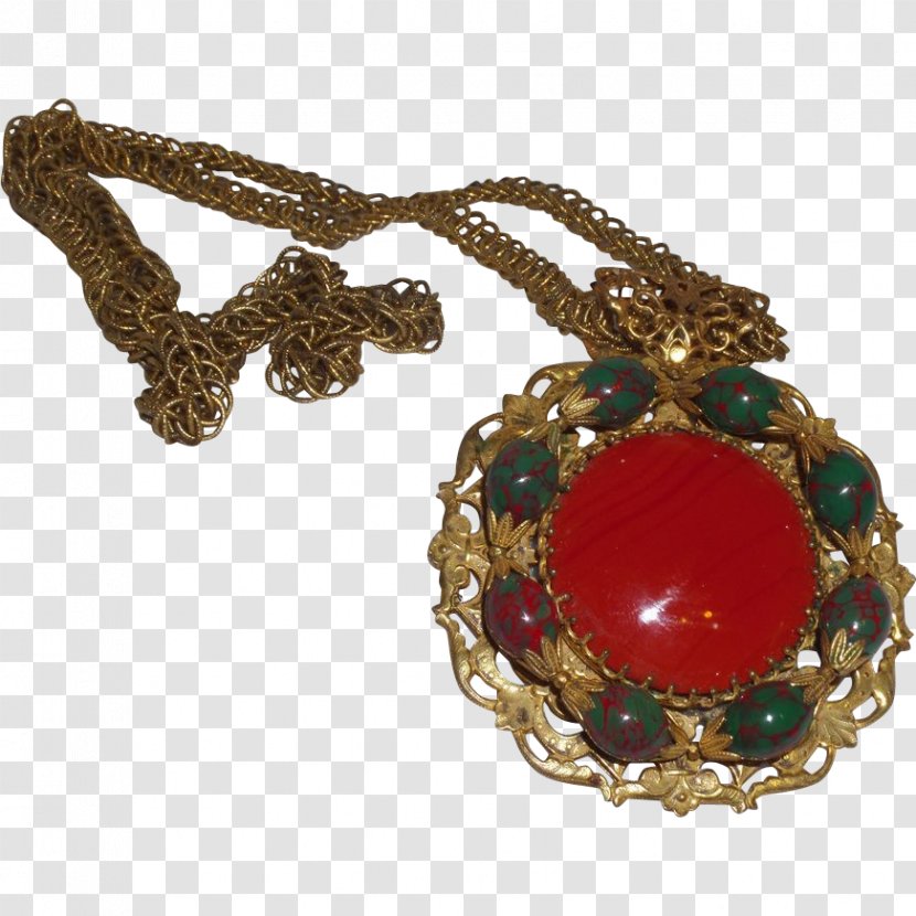 Necklace Bead Gemstone Glass Locket - Miriam Haskell Transparent PNG