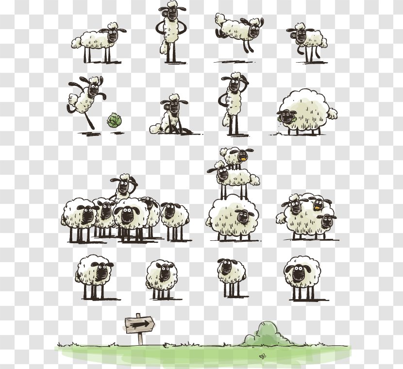 Counting Sheep Drawing Livestock Pin - Grazing - Suffolk Transparent PNG