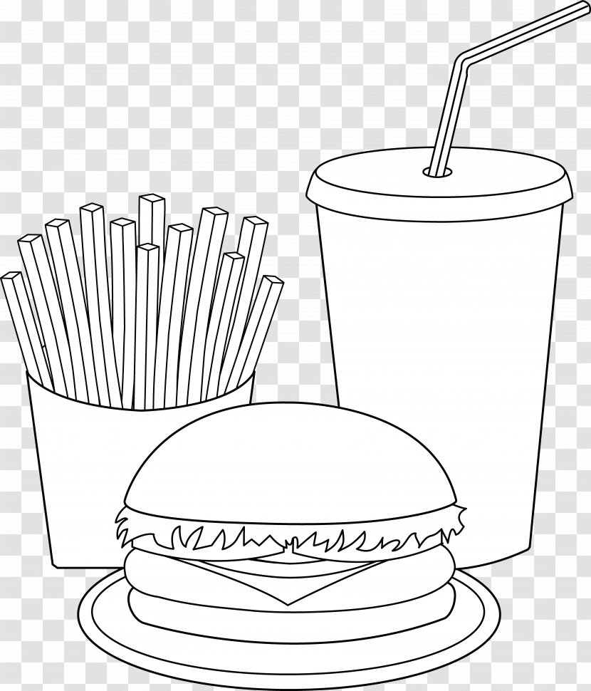Fast Food Junk Hamburger French Fries Clip Art - Cliparts Black Transparent PNG