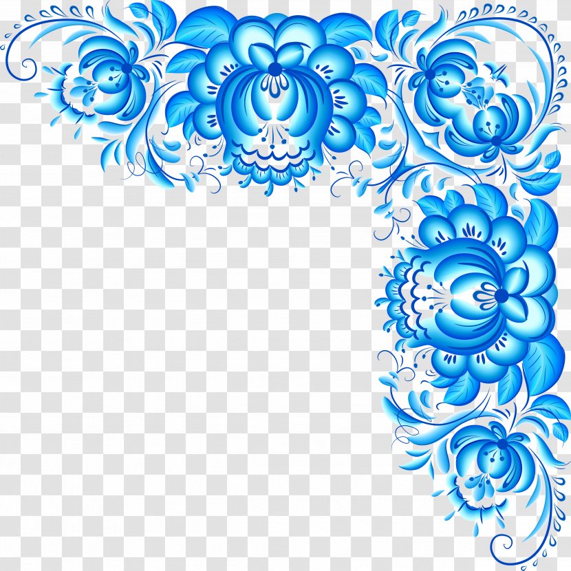 Bordiura Bordure Clip Art - Blue - Floral Border Transparent PNG